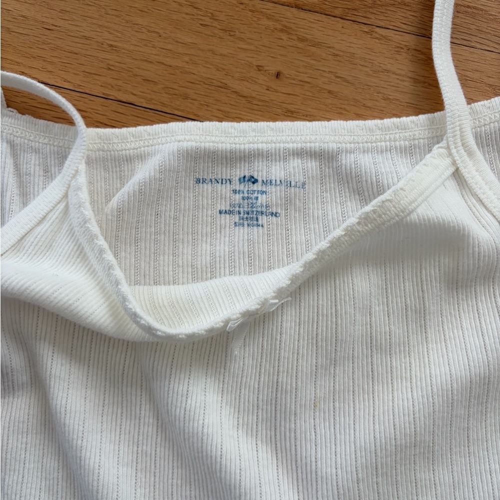 Brandy Melville White Ribbed Chemise